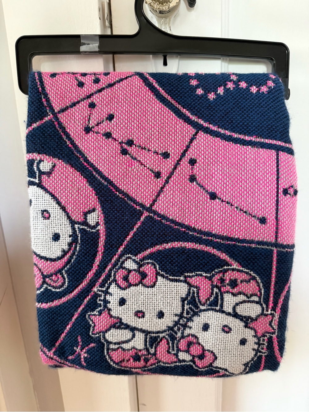 Hello Kitty Pink & Navy Knit Zodiac Astrology throw blanket